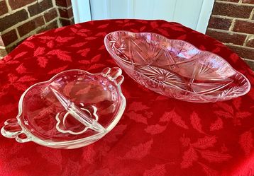 Duncan Miller Canterbury Crystal Divided Dish w/ FREE Plastic Bowl