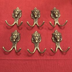 Antique Brass Lionhearted Coat Hooks