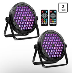 60LED RGB Stage Par Lights - 90W Dimmable Sound Activated Multi Modes - Remote & DMX Control - Easy Setup - Uplights for Events Wedding Church Dance C