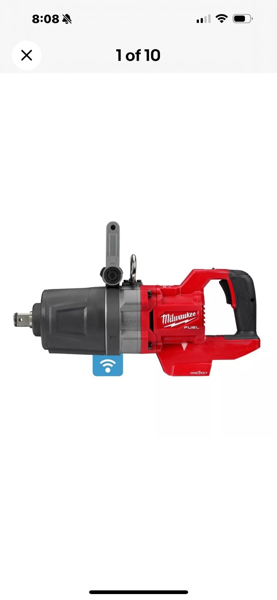 Milwaukee 2868-20 1” D Handle High Torque Impact Wrench. One Key