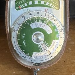 Vintage Alpex Pocket Handheld Photography Light Meter Japan w/ Leather Case 