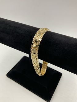 14KT YELLOW GOLD 9.0” 9.75MM NUGGET BRACELET 14.8GR