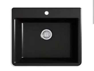 Kohler Kennon Drop-In Neoroc Granite Composite 25 in. 1-Hole Single Bowl Kitchen Sink in Matte Black