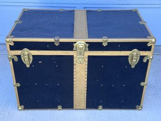 1920’s Denver Meek’s Luggage Metal Steam Trunk - Storage Chest - Working Lock