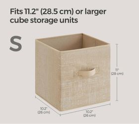 SONGMICS 11" Storage Cubes Foldable Non-Woven Fabric Bins w/ Double Handles Set of 6 - Sand