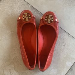 Tory Burch Orange Snake Skin Shoes 