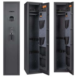 Gun Safe, Quick Access Password Long Gun Safe, 5 Gun Safes for Home Guns and Pistols with Keypad, Gun Cabinet for Guns and Shotguns with Storage Box