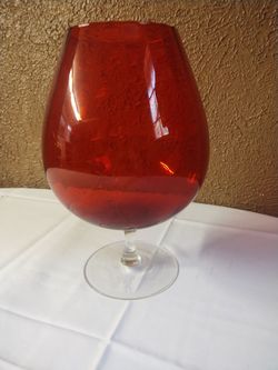 MCM Large  RED Italian Empoli Pedestal Glass