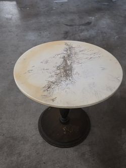 Vintage Round Pedestal Coffee Table Marble Top