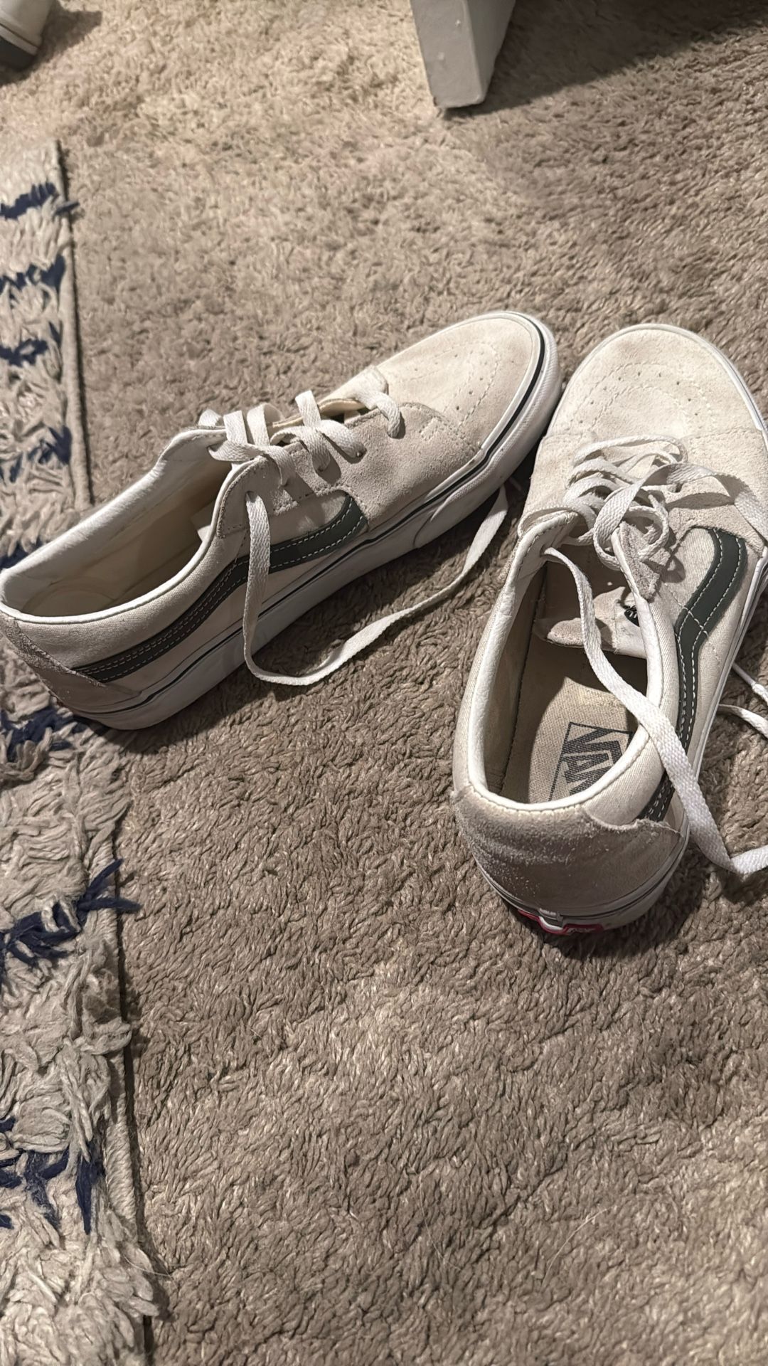 Vans white and green stripe