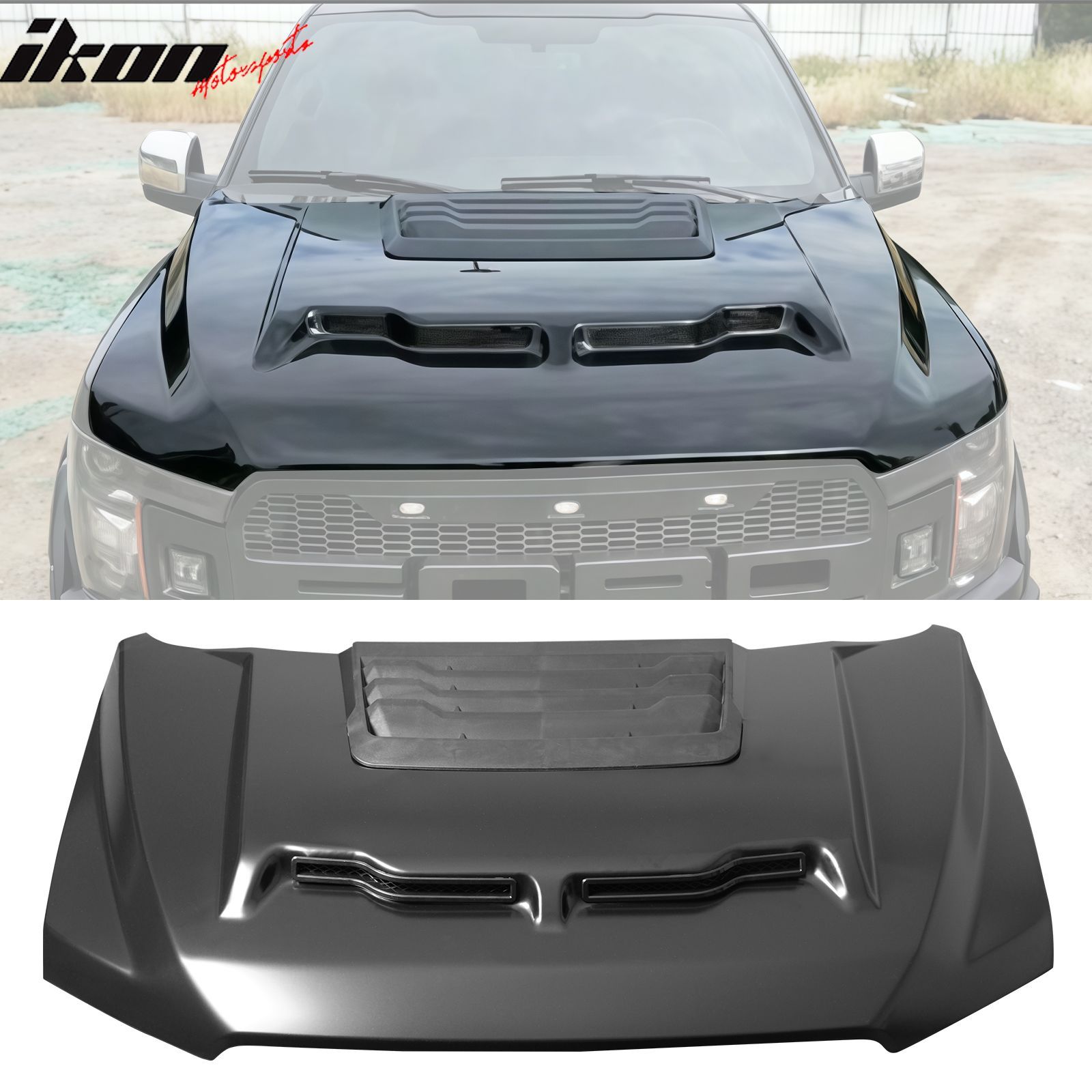 Fits 2015-2020 Ford F-150 Hood Cover Shelby Baja Style Engine Bonnet Scoop Panel