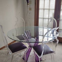 Six Seat Acrylic Dining Room Table 