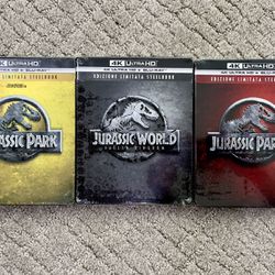 Jurassic 3 Movies 4K Steelbooks (New in Wrap)