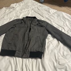 21 Los Angeles Gray Bomber Jacket with Ribbed Waistband
