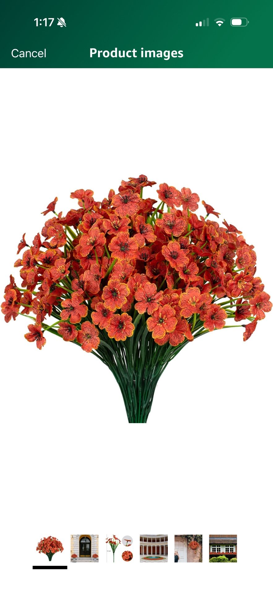 72 PcsArtificial Flowers UV Resistant Outdoor Plants No Fade Faux Plastic Shrubs Fake Silk Flowers Window Box Garden Porch Home Decoration(Orange