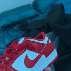 Red and White Nike dunks