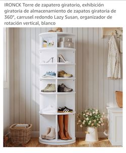 IRONCK Torre de zapatero giratorio, exhibición
giratoria de almacenamiento de zapatos giratoria de
360°, carrusel redondo Lazy Susan, organizador de
r