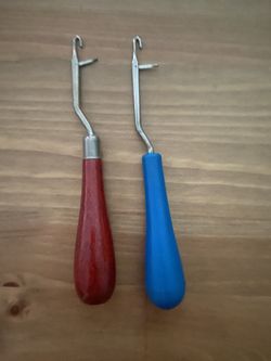 Vintage Wooden Handle Latch Hooks Set