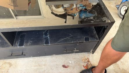 Black Glass Top TV Stand / Media Console