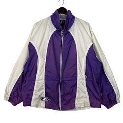 VINTAGE 90S Starters Women's zip-up Jacket Purple and White SZ LARGE 