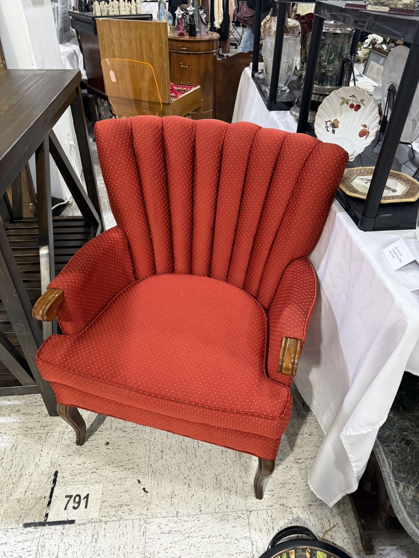 1960s Danish relax armchair original condition red cotton/wool oak wood