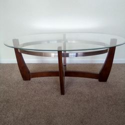 Walnut glass coffee table 
