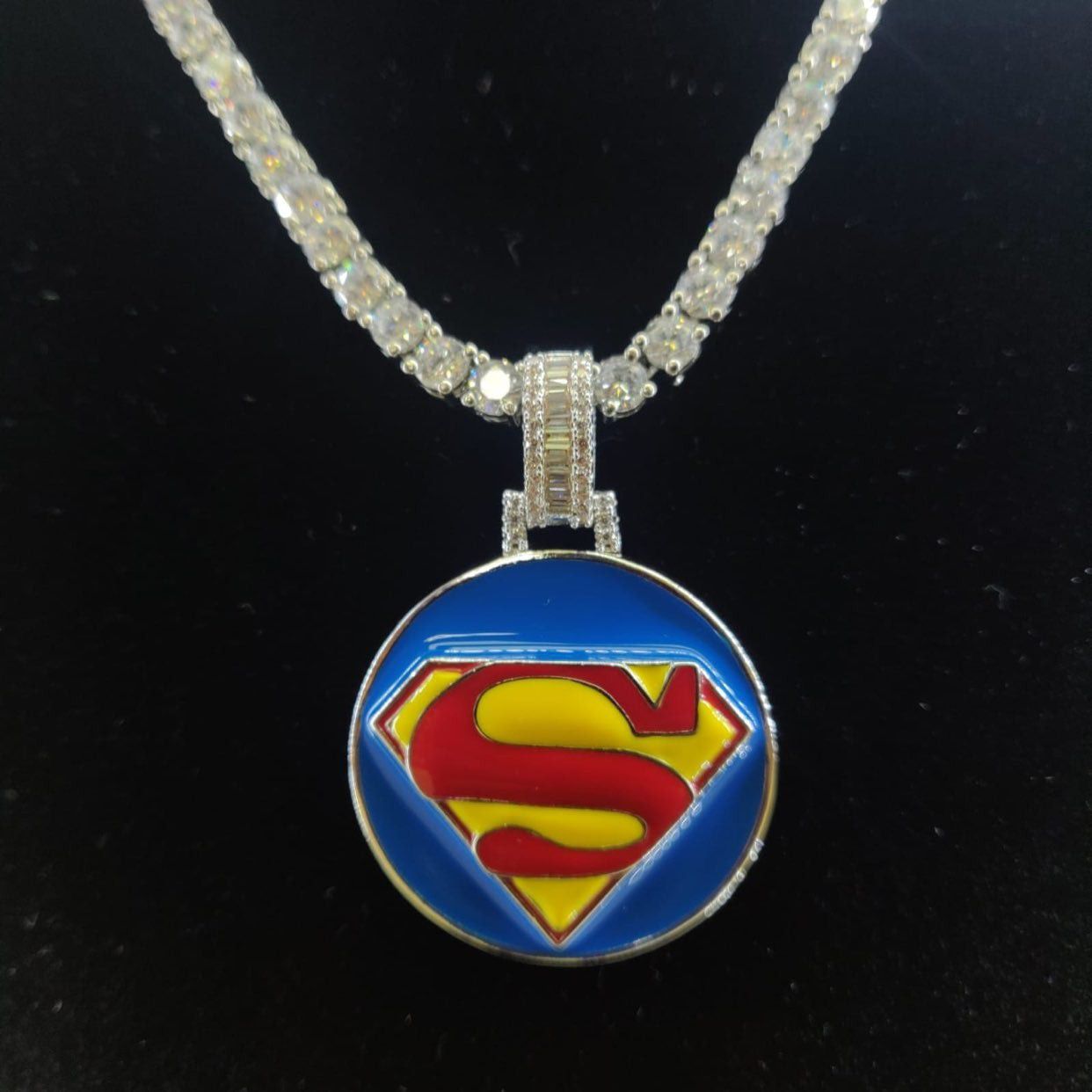 Custom Superman Charm & Tennis Chain