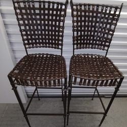 Cast Iron/Real Leather Straps Bar Stools