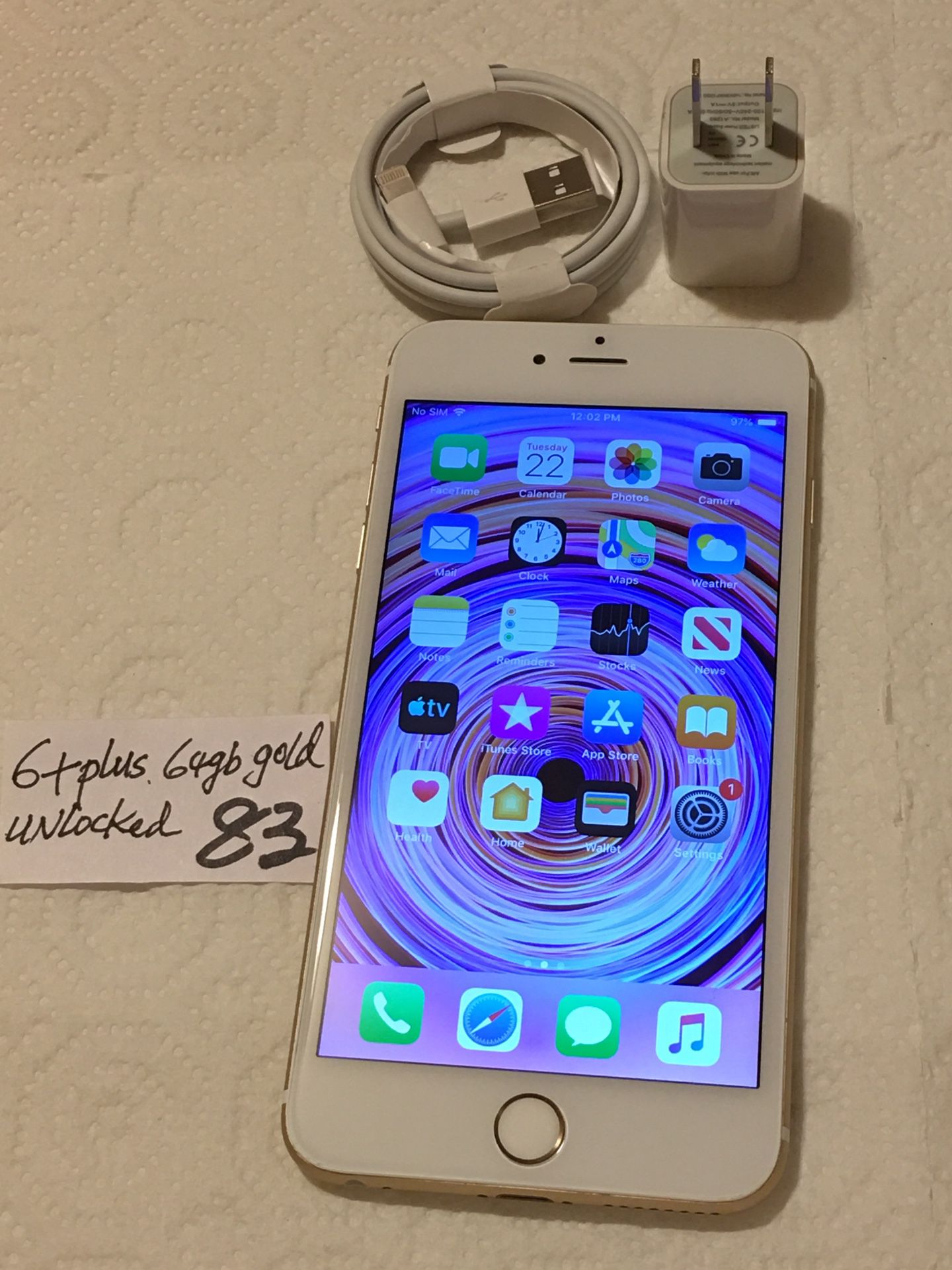 Apple iPhone 6+ Plus, 64 GB, Unlocked any carrier. Silver/White,Clean imei,Clean iCloud, Fully Functional.Mint Conditions.