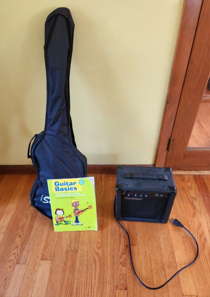 Small Electric Guitar With Amplifier