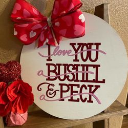 Handmade Valentines Day Door Sign 12 Inches