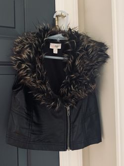Girl size small black fur jacket