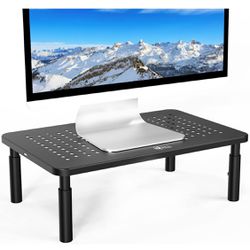 New! Computer Monitor Stand for Desk, Adjustable Laptop Riser, Desk Monitor Stand Underneath Storage for Office, Home, School Supplies, 1 Pack, Black