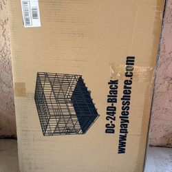 24-inch double-door black wire dog crate