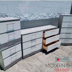 DRESSER, CHEST AND TWO NIGHSTANDS 