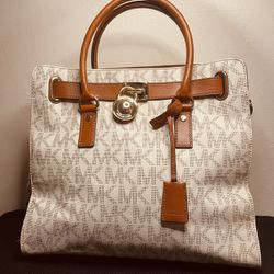 Michael Kors Cream and Brown Satchel