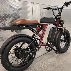New - 70’s Style Electric Bench Seat Cruiser Style E-Bike, 750/1000W/26ah/Dual Twin Battery/33mph