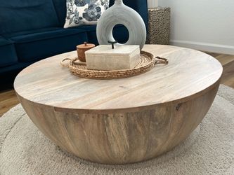 Solid Mango Wood Round Coffee Table