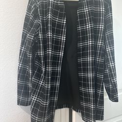 Plaid Women’s Office Blazer/cardigan, 2X, Light And Comfortable 