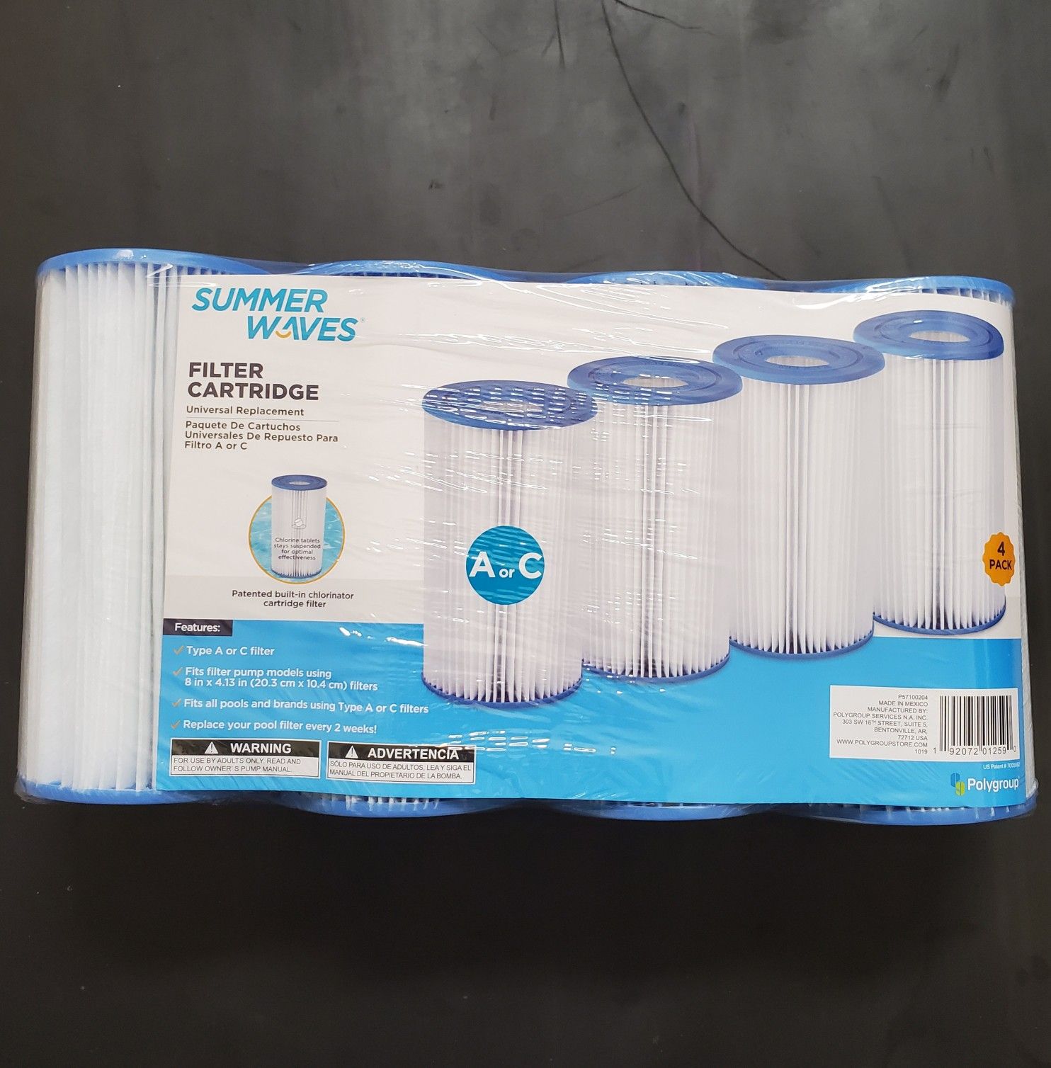 Summer Waves Pool filter cartridge type A or C 4 pack