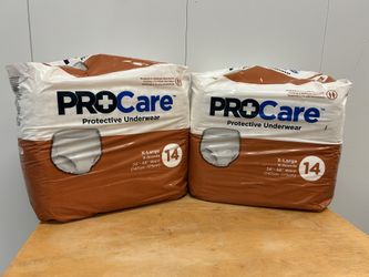 2 Packages ProCare Pull On Protective Underwear Adult Diapers Extra Large 58” - 68” Incontinence Aid (28 total pairs)