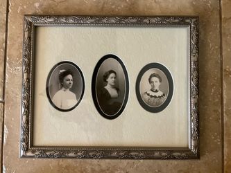 Framed and Matted Picture frame of 3 Victorian Women