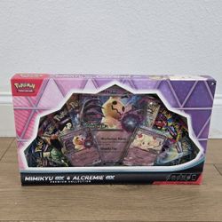 For Sale:  
Brand New in Box Pokemon Trading Card Game TCG Mimikyu and Alcremie EX Premium Collection