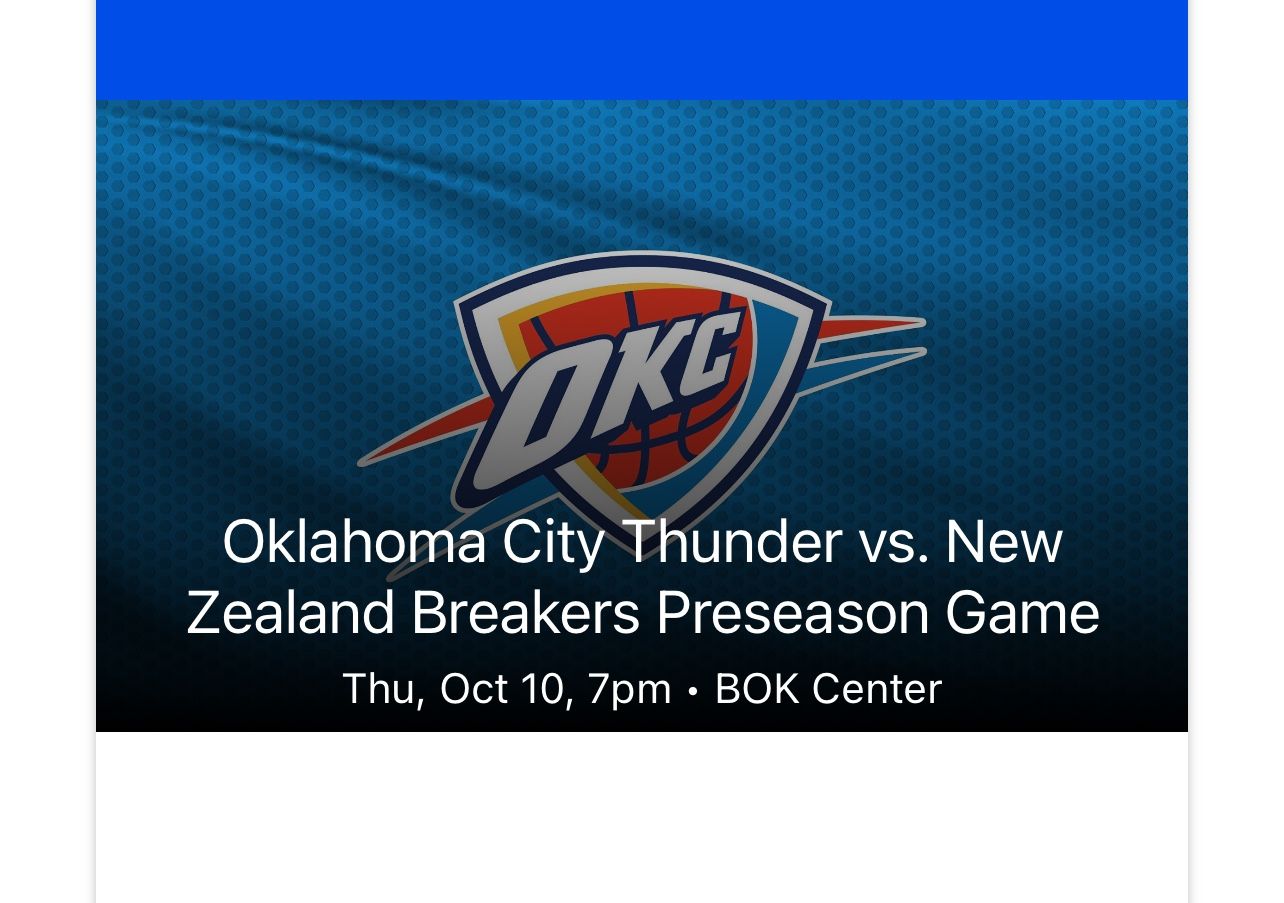 OKC Thunders Pre-Season Ticket
