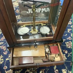 Vintage Voland & Sons Diamond Jewelry Pharmaceutical Scale Glass Encased Drawer Works Greatb