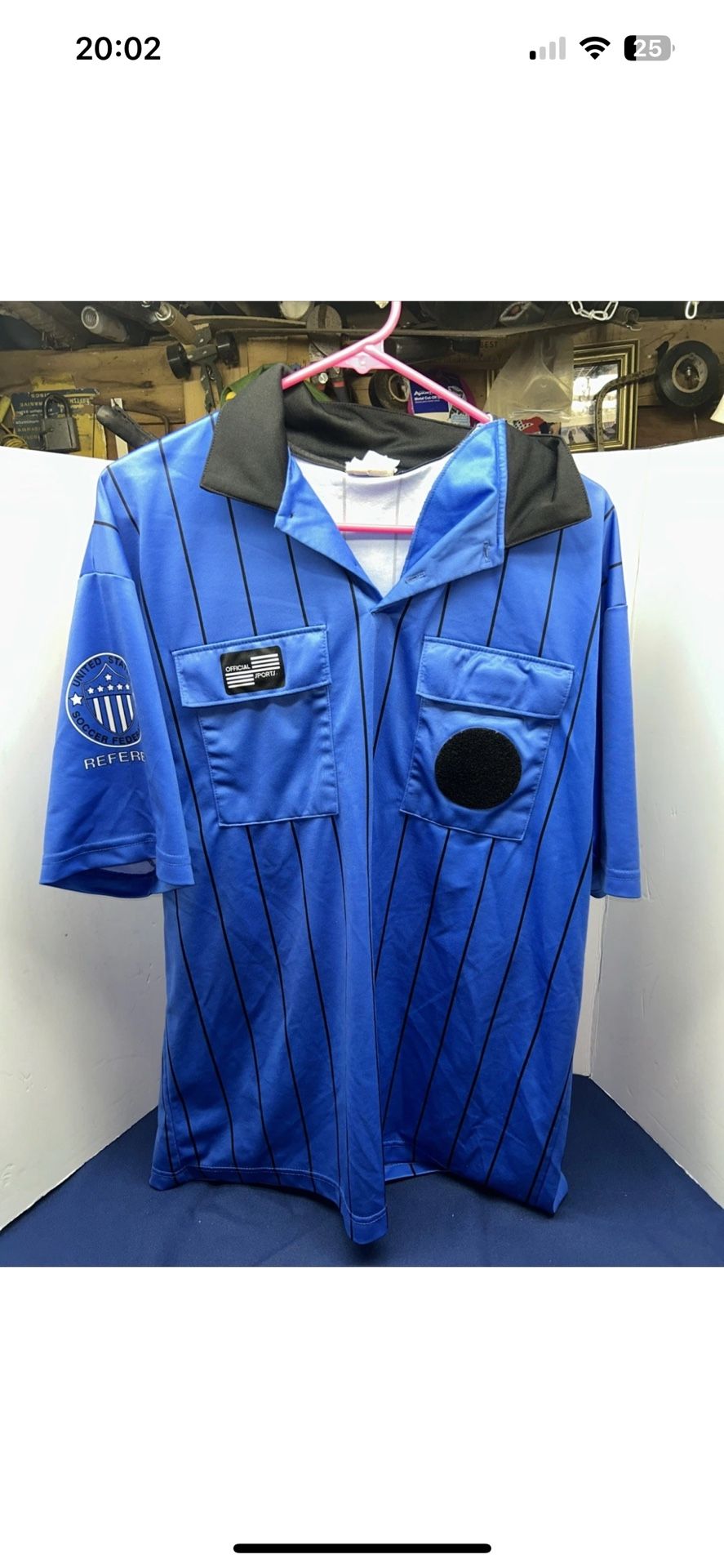 US Federation Soccer Referee Jersey Mens. Lg. Official Sports Long Sleeve Blue.
