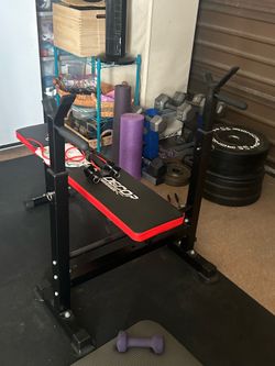 Weight bench, bars and weights