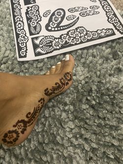 Arabic Instant Henna Stencil Includes Golecha Henna Cone  Thumbnail
