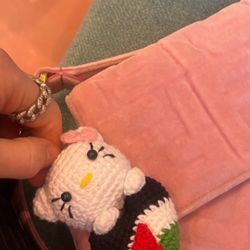 Custom Made : Hello Kitty style doll with a Palestinian flag dress. 🧶