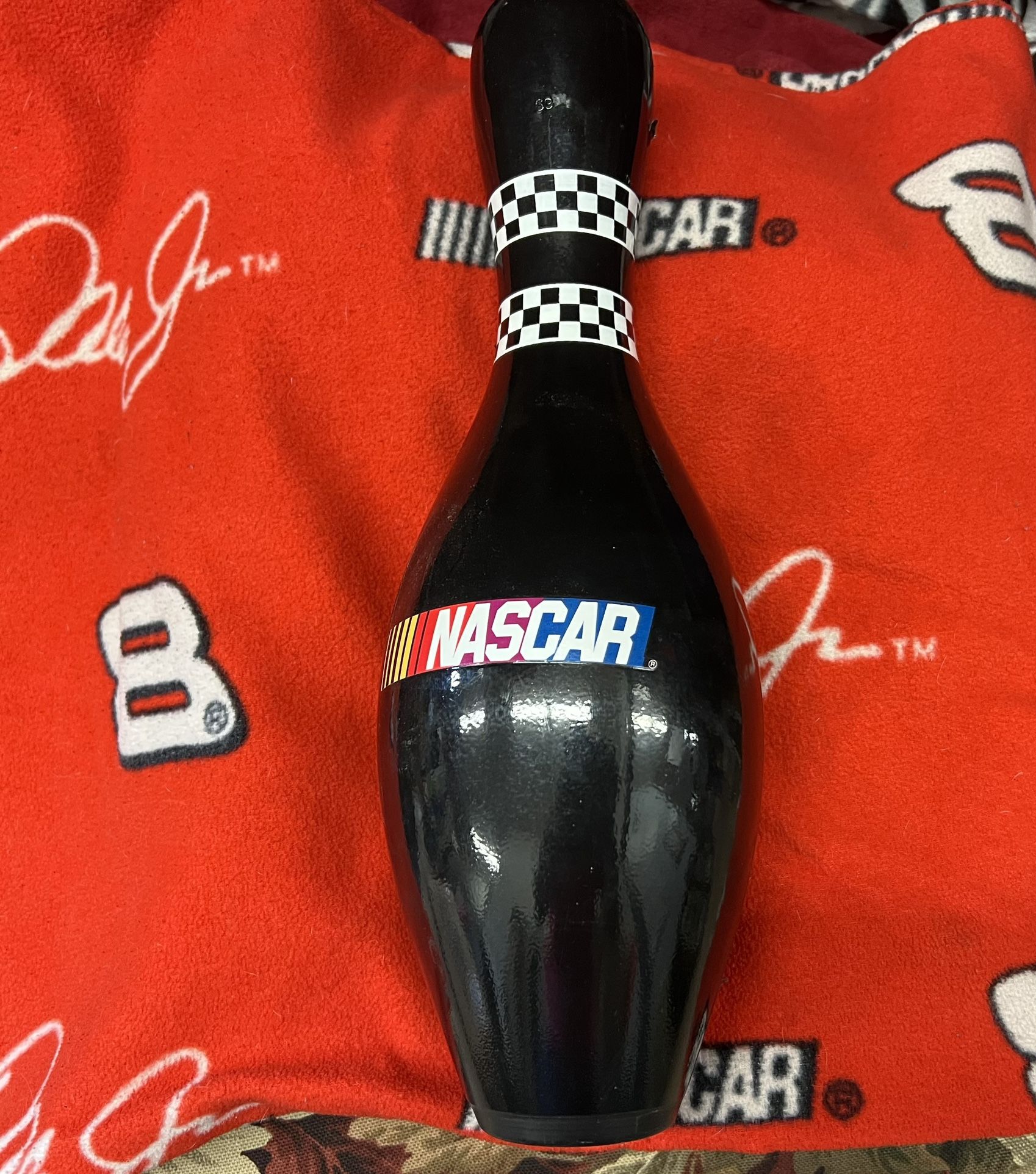 NASCAR Bowling Pin AMF Automobile Racing Checkered Flag Design